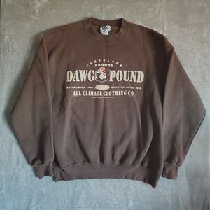 VTG Cleveland Browns Dawg Pound Lee Sport Sweatshirt Mens XL Brown NFL Football